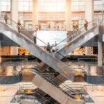 people using escalators